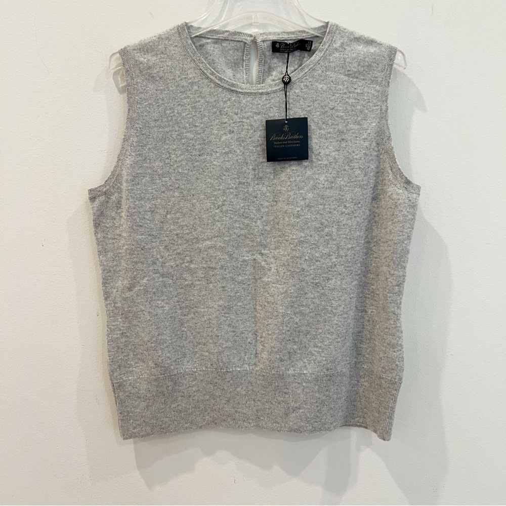 Brooks Brothers Top Womens Extra Large Cashmere Sleeveless Made In Scotland NEW